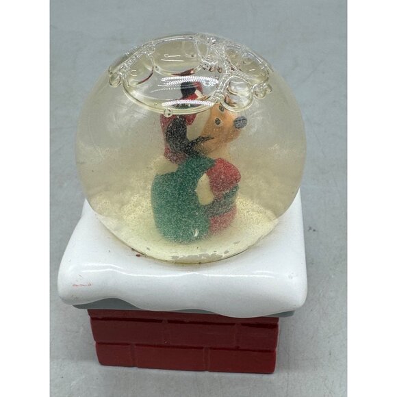 Christmas Disney 2002 Mickey Mouse Snow Globe Red Brick Base READ - Picture 4 of 6